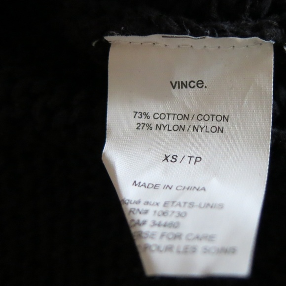 Vince V Neck Black Knit Long Dolman Sleeve Pullover Sweater - Size XS - Picture 6 of 6
